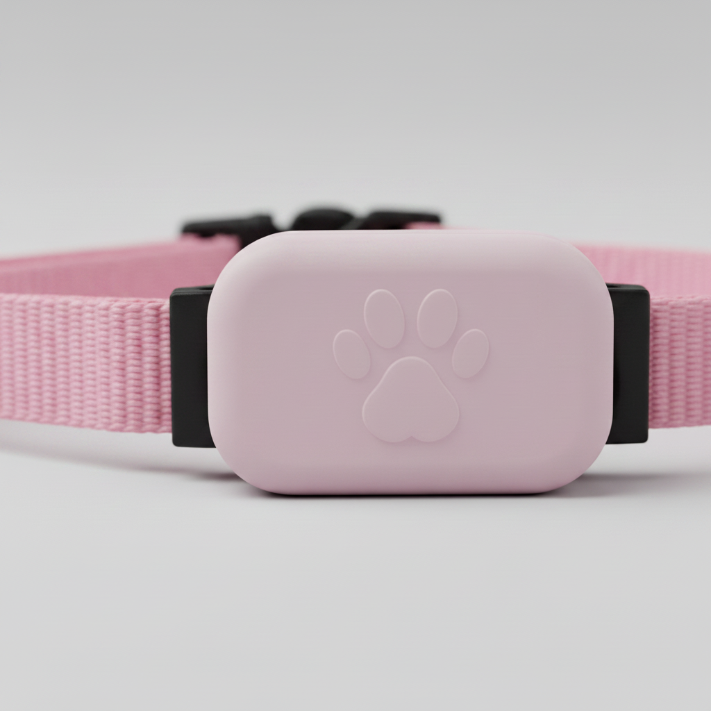 Pink pet collar with tracker 