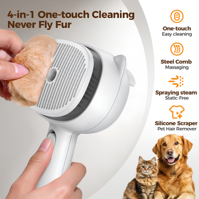 Self-Cleaning Steam Pet Grooming Brush
